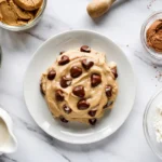 high protein cookie dough recipe card with ingredients