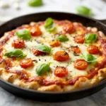Keto cottage cheese pizza crust recipe card layout