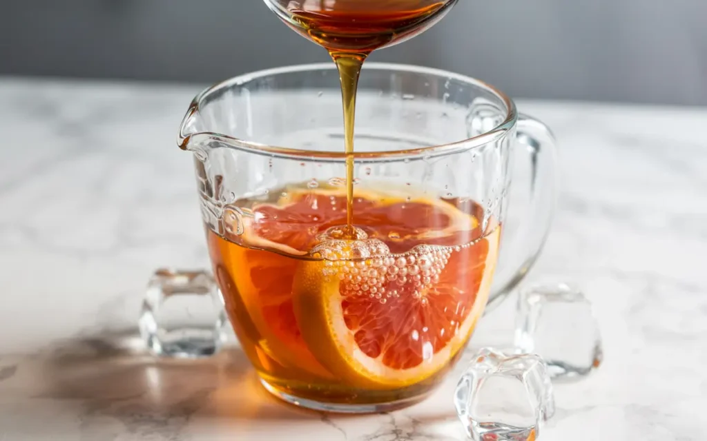Making spicy grapefruit hot honey soda