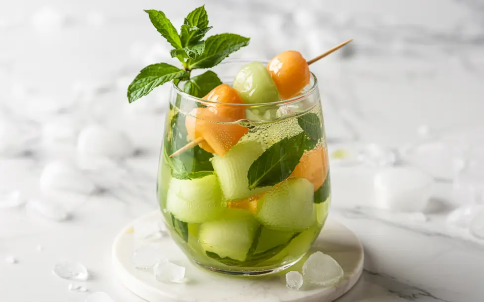 Served Mint Melon Mojito Mocktail with garnish