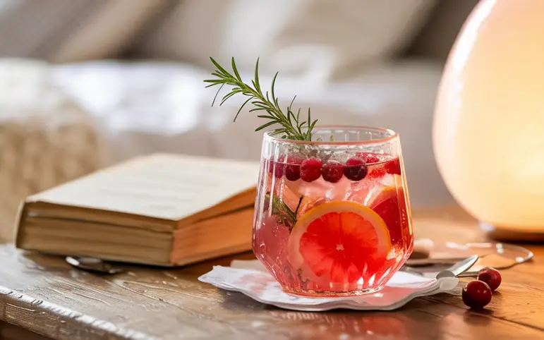 sleepy girl mocktail with cranberry juice