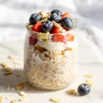 Recipe card image of high protein overnight oats